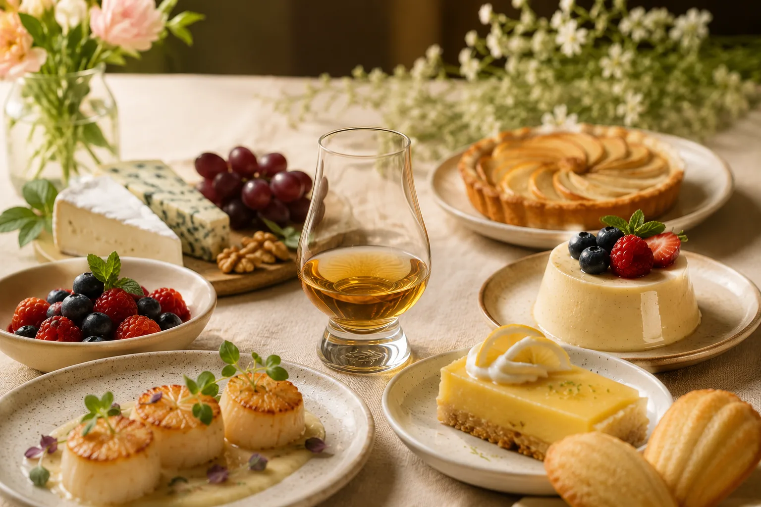 Food pairings for fruity and floral whisky