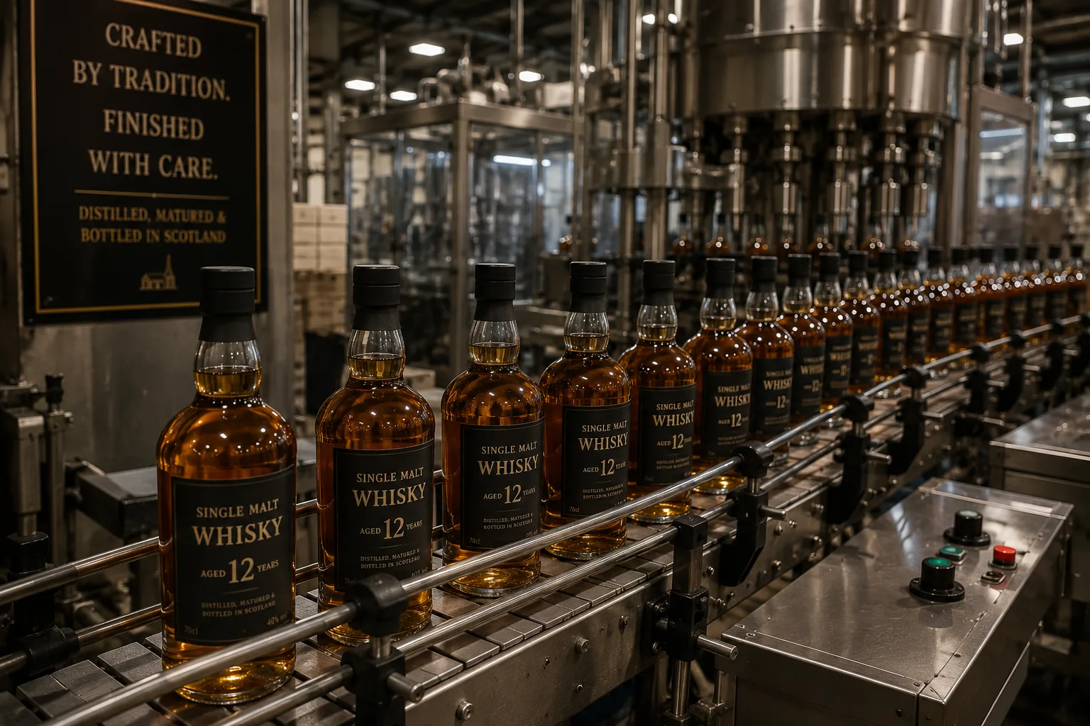 Bottling whisky after maturation is complete