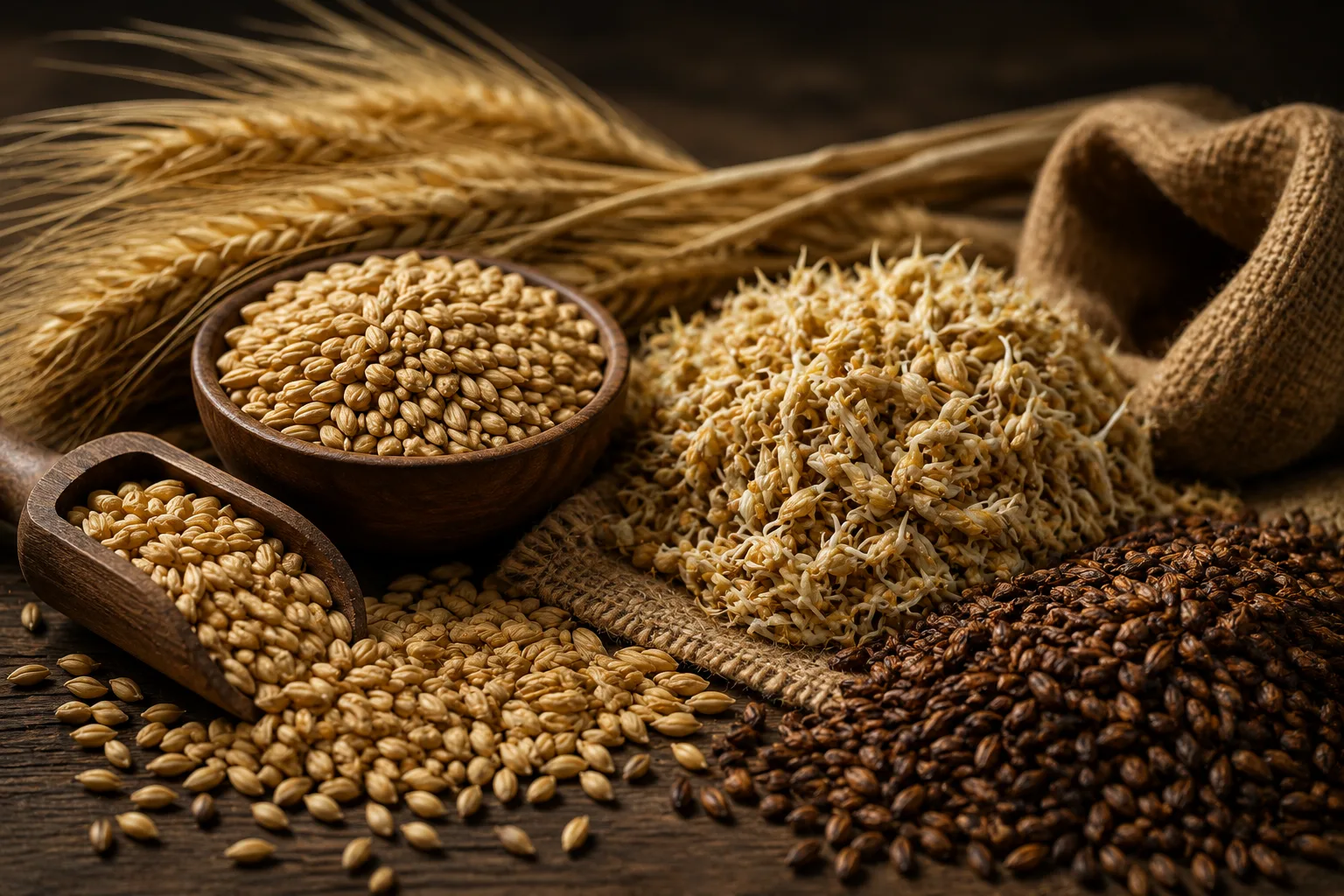 Malted barley used to make single malt whisky
