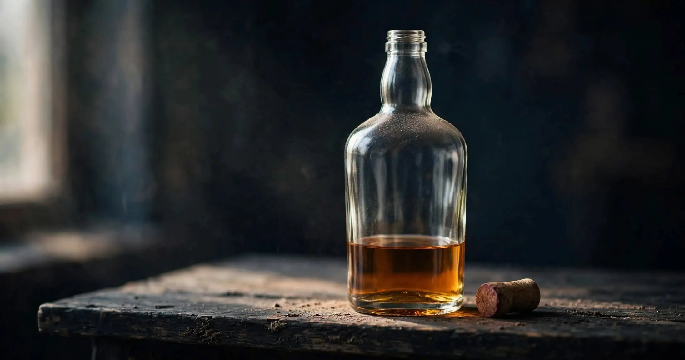 Does whiskey expire - a part-empty open bottle showing the air above the liquid